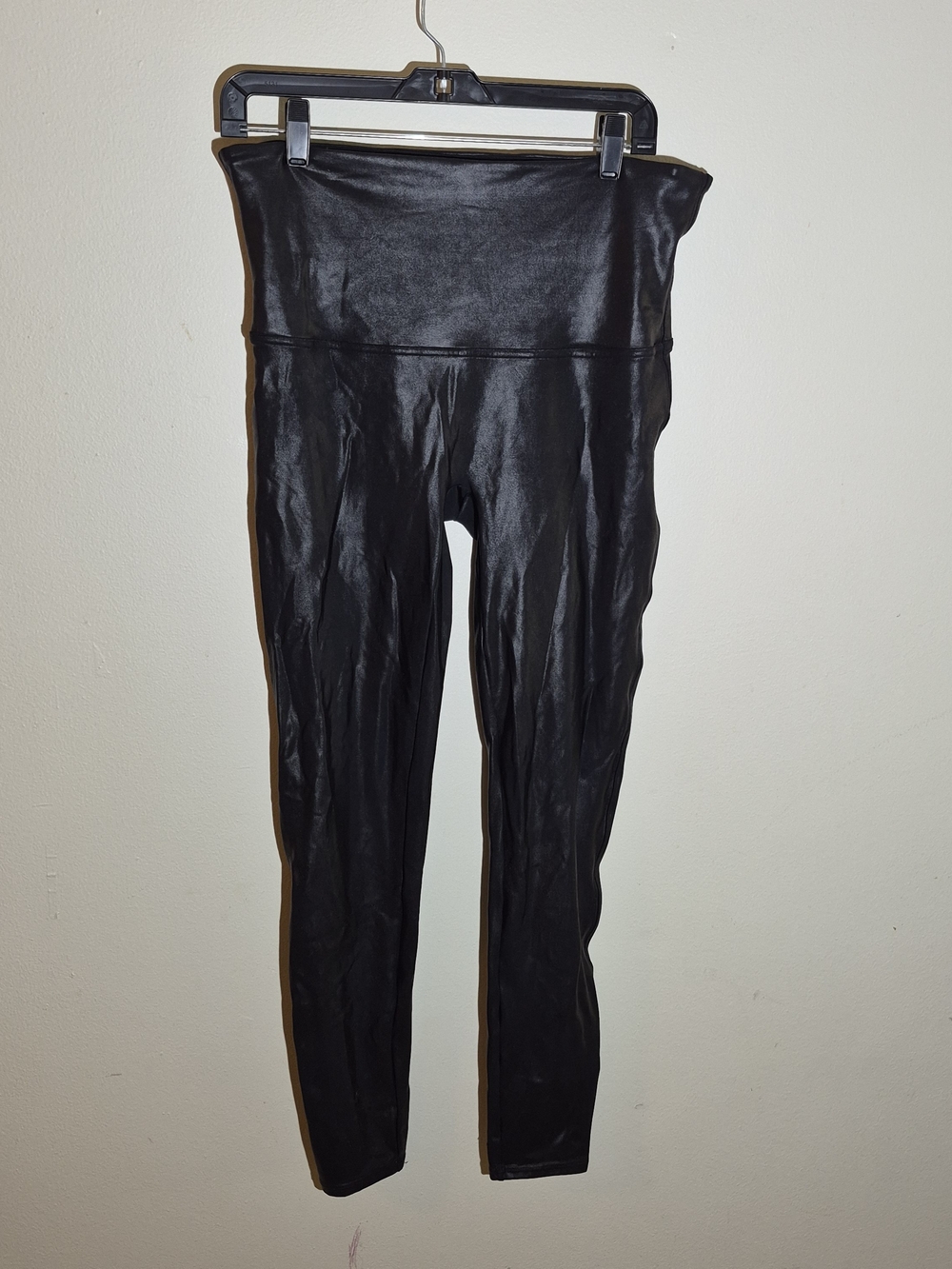 Xl) SPANX High-Waisted Black Faux Leather Leggings